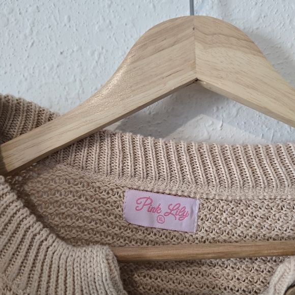 Pink Lily Waffle Knit Henley Sweater XL - Picture 5 of 6